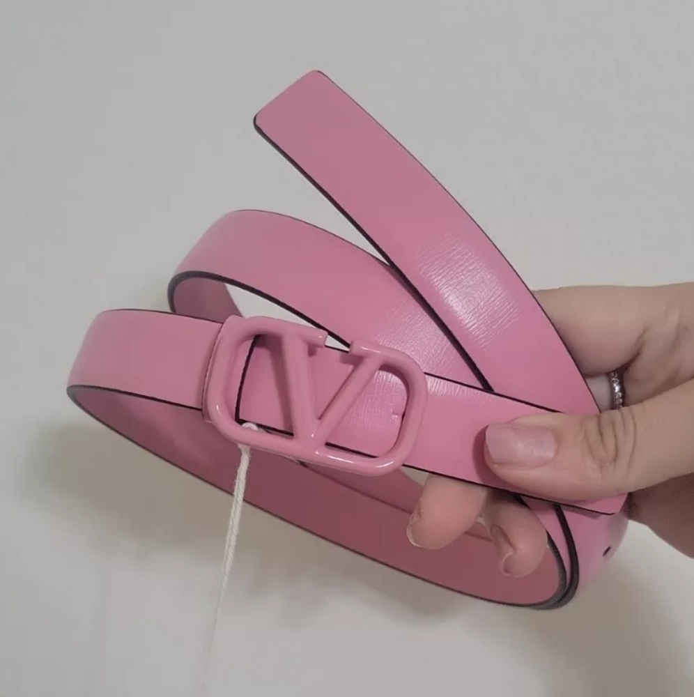Valentino Garavani Pink VLogo Belt Size 80